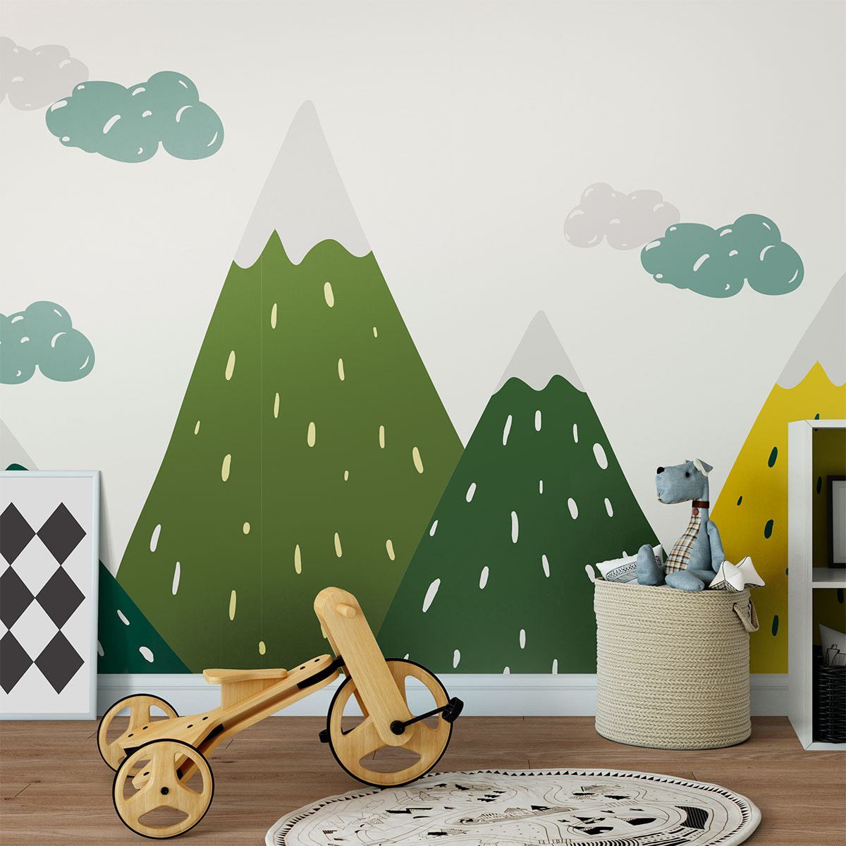 Stickers muraux enfants - Décoration chambre bébé - Autocollant Sticker mural géant enfant montagnes scandinaves ZOUKA