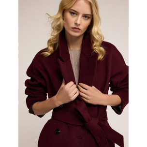 Motivi - Abrigo cruzado de paño de lana mixta - Burgundy