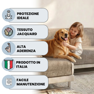COPRIDIVANO PENISOLA SINISTRA COMFORT, Antiscivolo, Cotone+Microfibra+Fibre Varie, Made in Italy - MARRONE