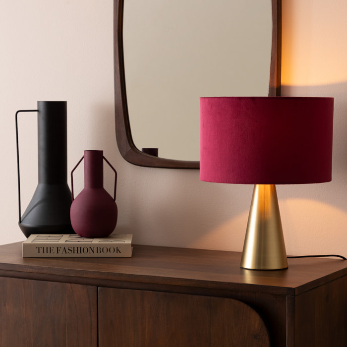 Lampe à poser Siana velours rouge rubis H35cm