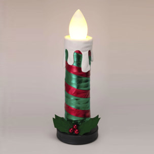 vela plegable de 60cm con luces de llama, color verde y con música