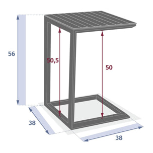 Table d'appoint de jardin Evasion 38x38cm acajou