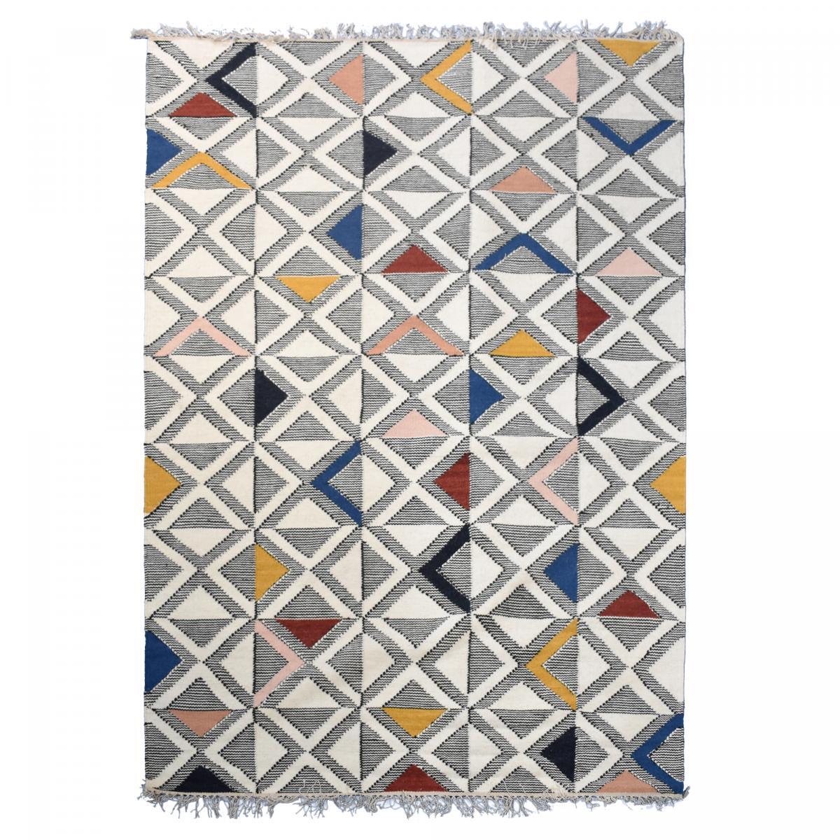 Tapis kilim fait à la main en laine motif géométrique