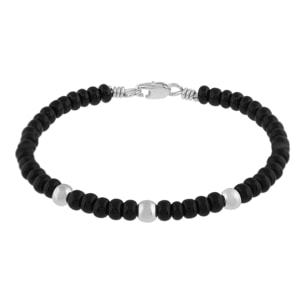 Pulsera plata de ley 925 Gran Dálmata cristal negro