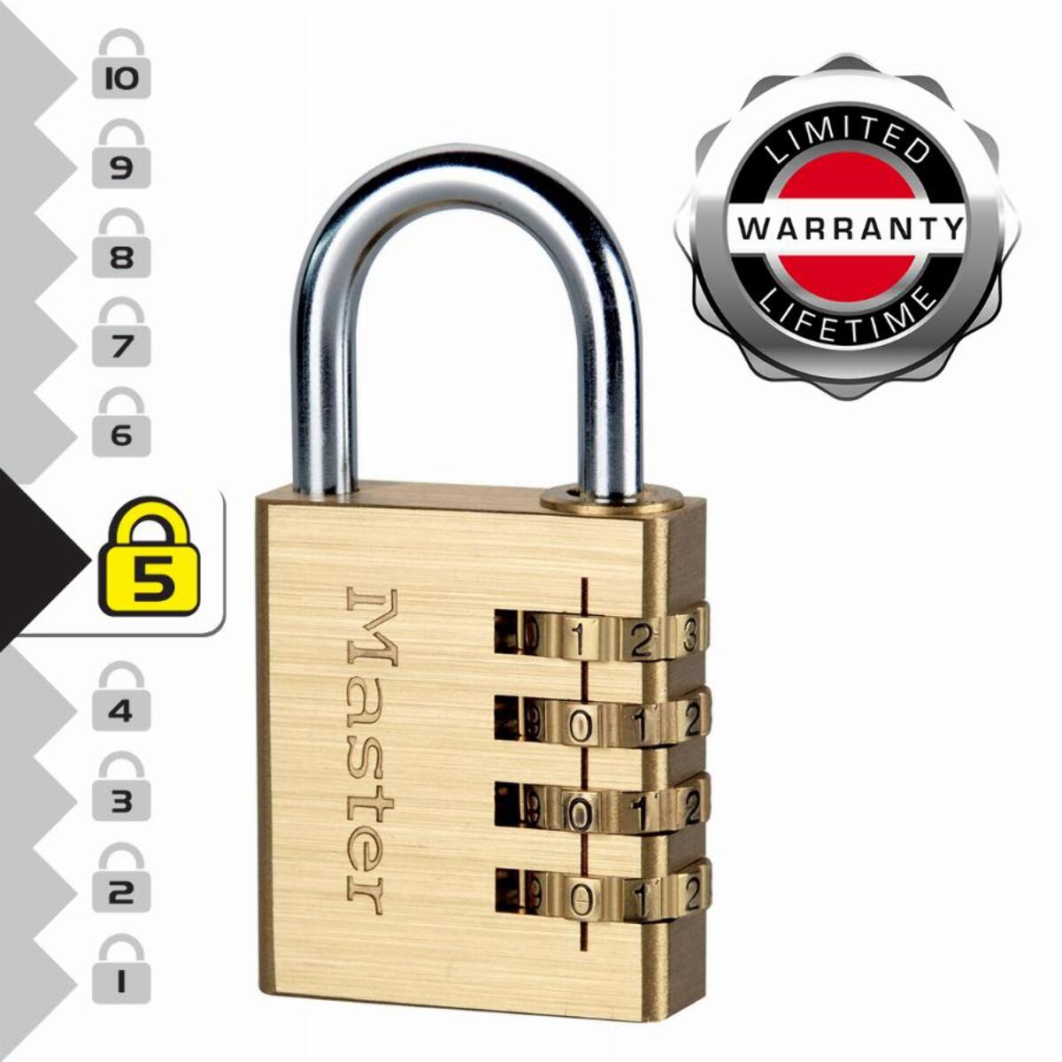 Cadenas à combinaison MASTERLOCK programmable - 40 mm de large - Laiton - 604EURD