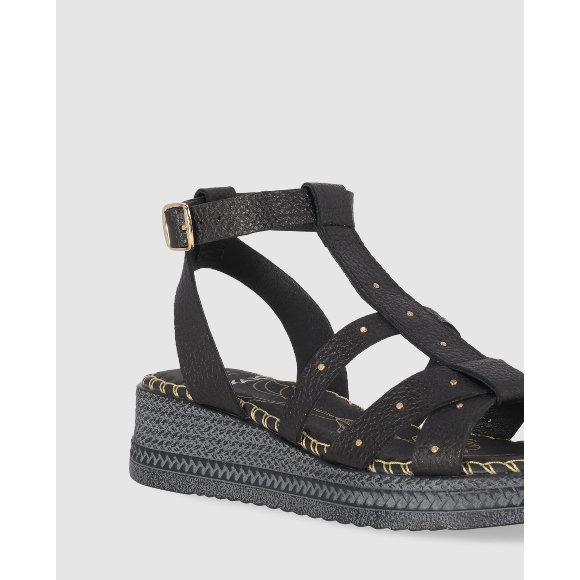Sandalias de Piel - Negro - Tacón: 5 cm