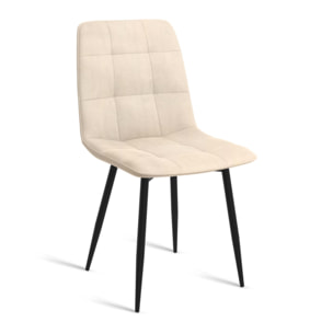 Chaises Linda velours crème pieds métal noirs - lot de 6