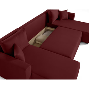 Regala - canapé panoramique - 7 places - convertible avec coffre - en tissu - Rouge