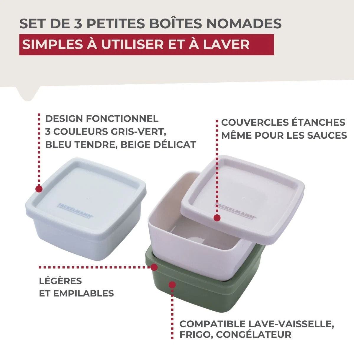 Lot de 2 lunchbox 500ml avec 2 ustensiles de cuisine Fackelmann Storage
