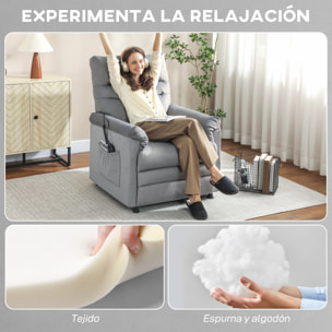 Sillón Relax Reclinable Eléctrico, con Calor Lumbar y Masaje Vibración, Sillón Masaje Relax, Motor Silencioso, Función de Memoria, Bolsillos, Control Remoto con USB, Tejido Pet-friendly, Gris
