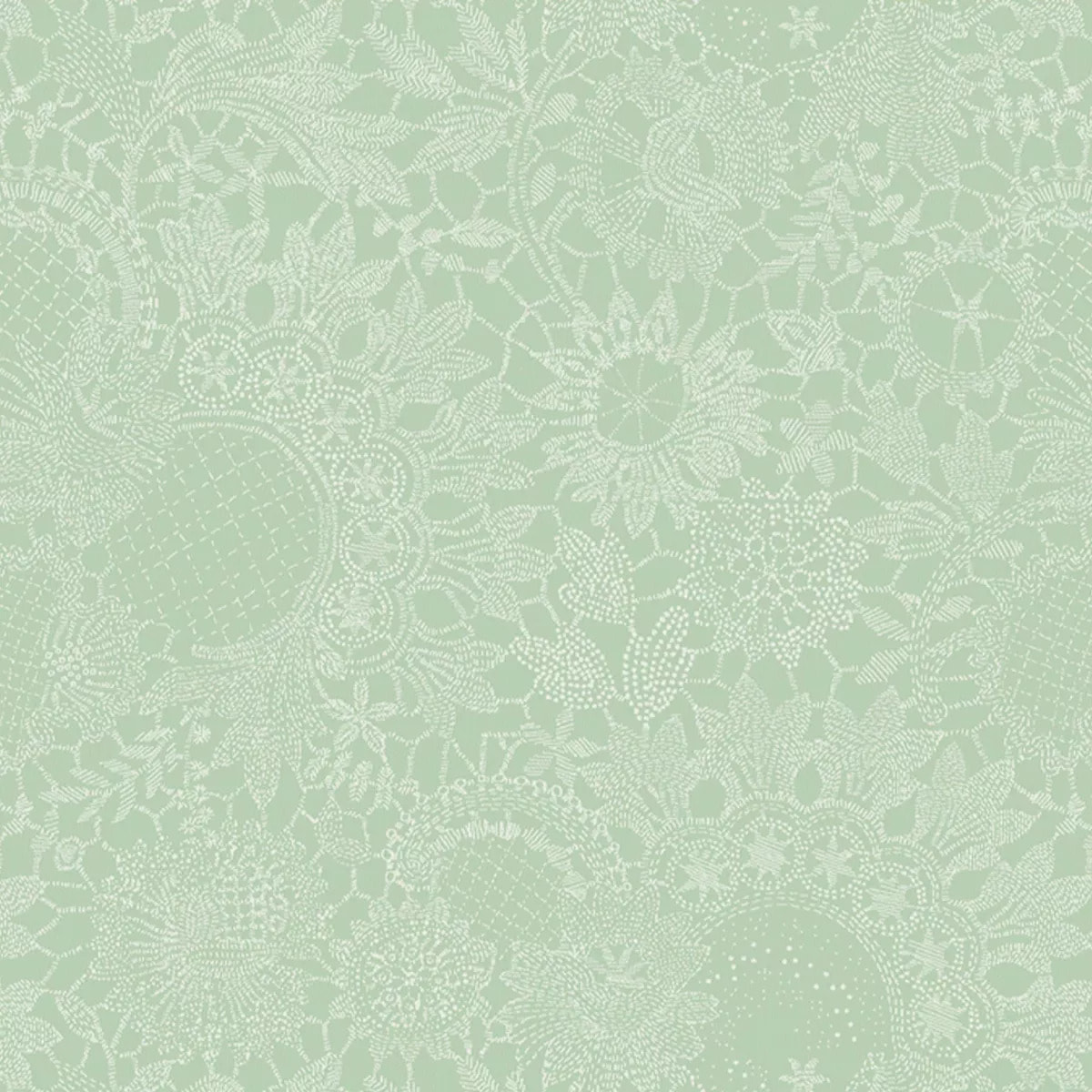 Serviette pur coton motif jacquard vert Mille guipures jade
