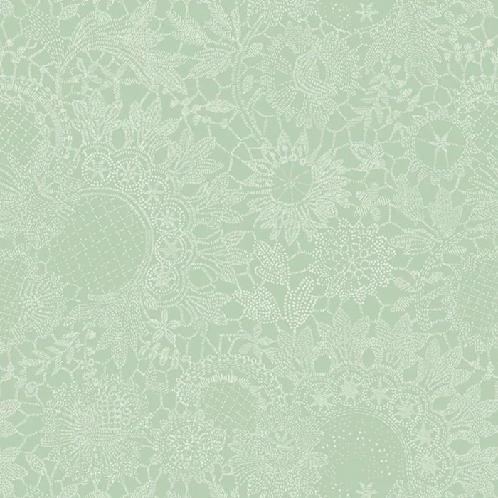 Serviette pur coton motif jacquard vert Mille guipures jade