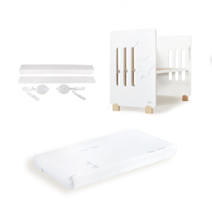 Cuna Modelo Star Nature Blanca con Colchón y Kit Colecho