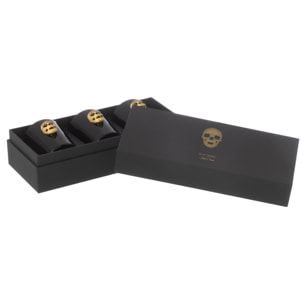 J-Line bougie parfumée Crâne Nuit Noire - Mysterious Palace - verre - noir - 16H - set de 3
