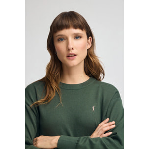 Jersey verde lodo de cuello redondo con mezcla de lana y bordado Rigby Go