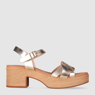 Sandalias de Piel - Oro - Tacón: 6 cm