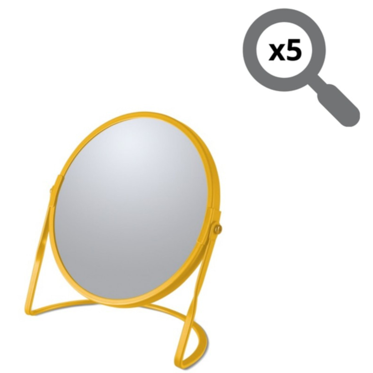 Miroir grossissant sur pied Acier AKIRA Safran mat Spirella