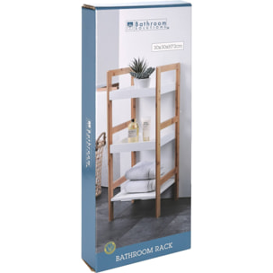Well home estantería de baño con 3 estantes en mdf y patas de bambú h.72cm