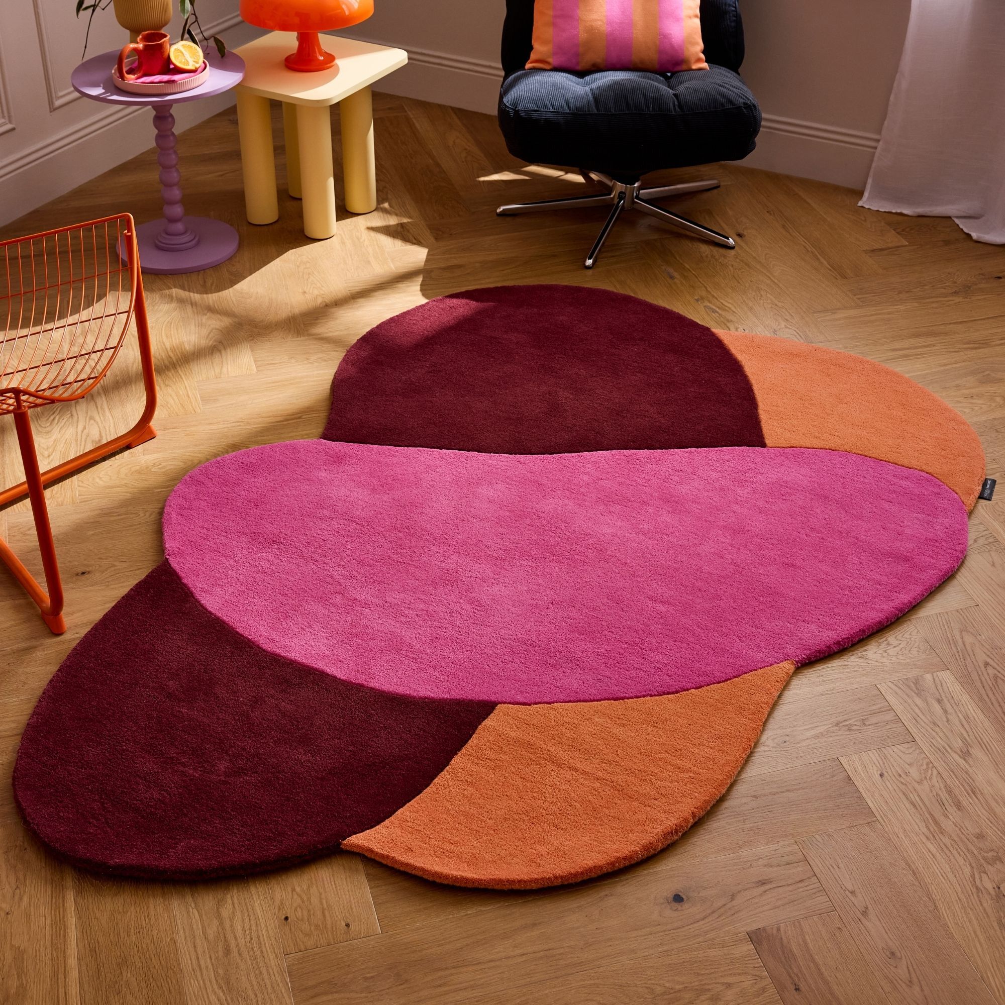PANTONE - Tapis en laine fait main NUAGE SUCRE rose