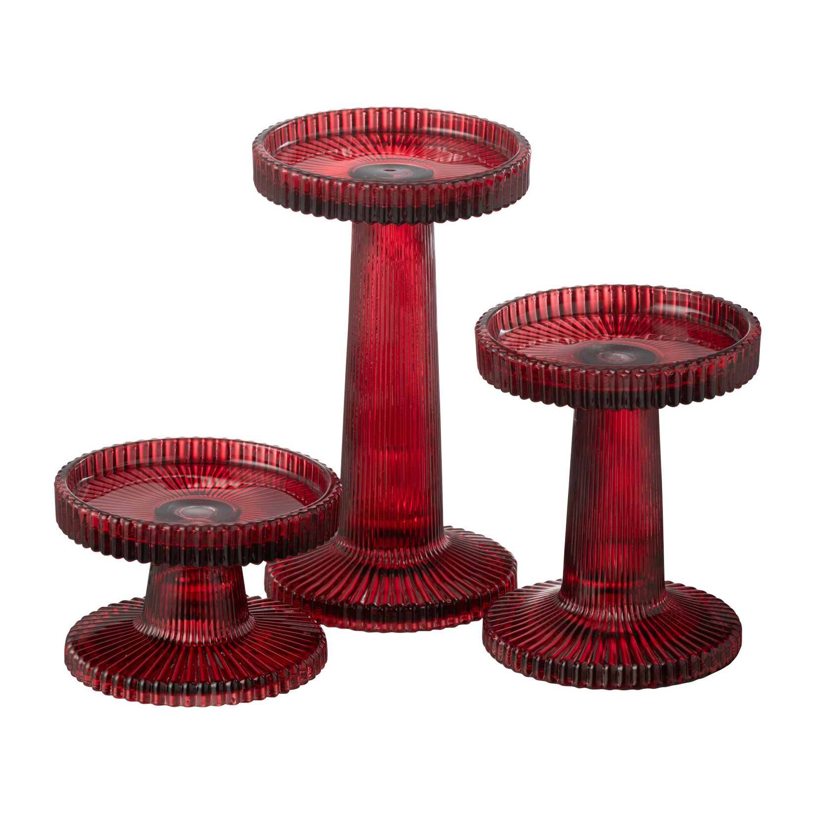 J-Line bougeoir Nelly - verre - rouge - 3 pcs
