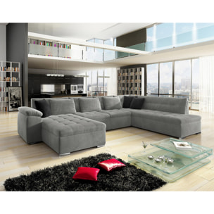Chuck - canapé panoramique XXL - convertible avec coffre - 7 places - droit - Gris