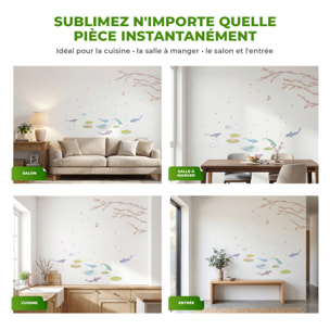 Stickers Muraux décoration adhésifs fleurs, nénuphares et poissons