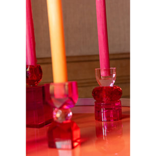 J-Line bougeoir - verre - rouge Noël/fuchsia - small