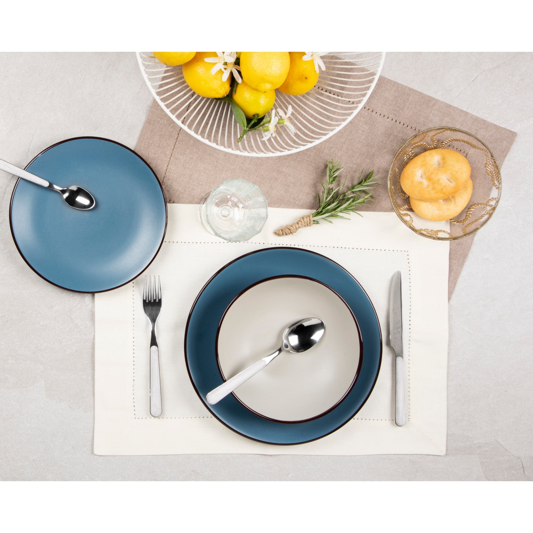 Service 18 assiettes Excelsa Blue Moon, stoneware, bleu