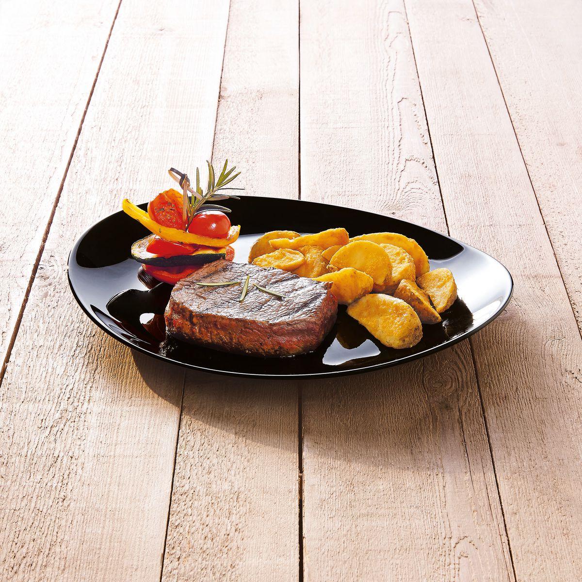 Assiette à steak noire 30cm Friend's Time - Luminarc - Verre opale extra résistant
