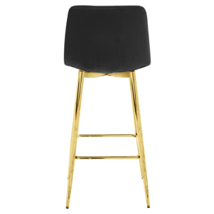Set di 3 Sgabelli Nado in Velluto Nero e Gambe Oro