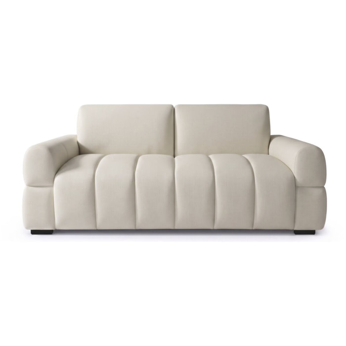 Canapé lit convertible express "Zoé" - Matelas 18 cm - Couchage 140 cm - 3 places - Beige