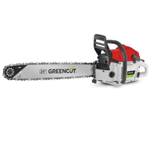 Motosierra de gasolina 2 tiempos 65cc, espada 24" 84 dientes GREENCUT GS720X