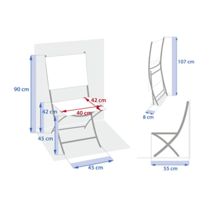 Lot de 4 chaises de jardin pliantes "Essentia" wengé & praliné aluminium et texaline