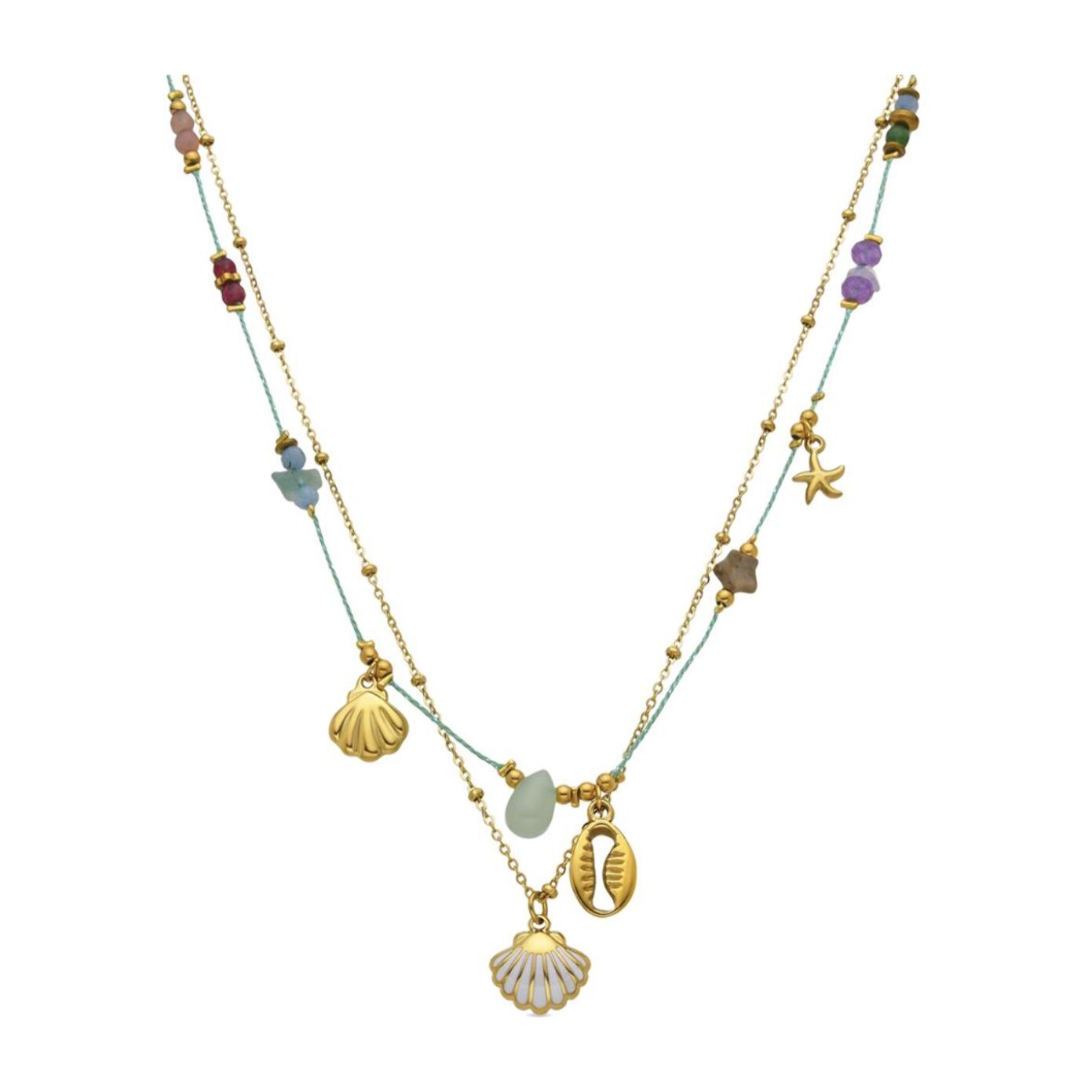 Collar con Cristal Multicolor acabado oro 18k