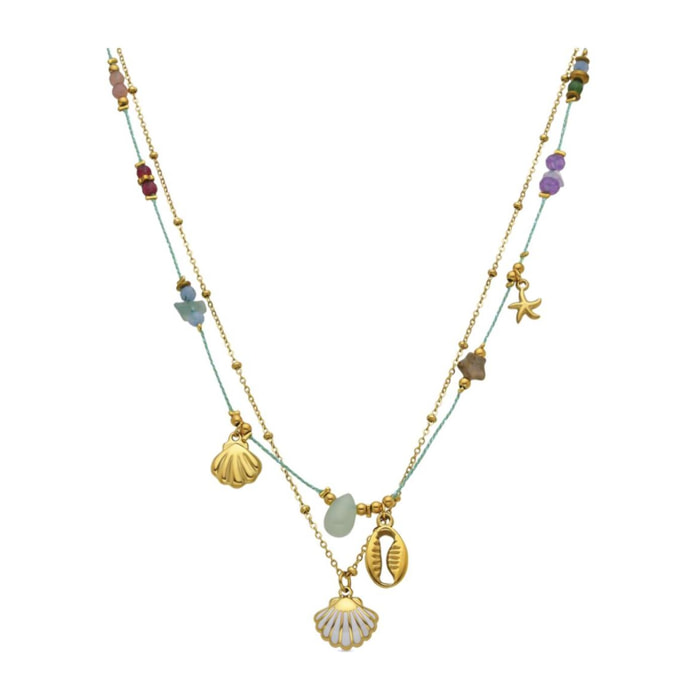 Collar con Cristal Multicolor acabado oro 18k