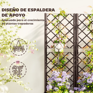 Jardinera con Enrejado de PP Jardinera Exterior Grande con Drenaje y Amplio Espacio para Plantas Trepadoras Macetero con Soporte para Jardín Patio Terraza 120x40x135 cm Marrón