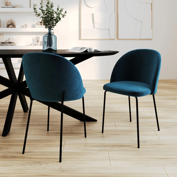 Lot de 2 chaises en velours bleu foncé - Karl