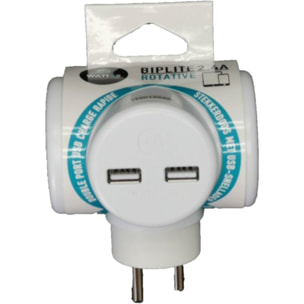 Multiprise WATT AND CO Bloc biplite rotative + 2 prises USB