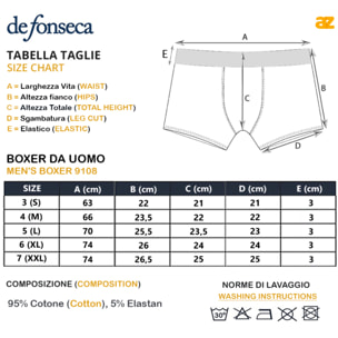 Boxer da Uomo De fonseca 9108. Conf. da 6pz. Assortito
