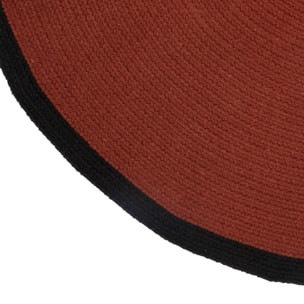 Tapis Rond Coton Terracotta Bord Noir 120cm