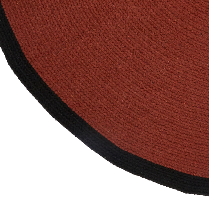 Tapis Rond Coton Terracotta Bord Noir 120cm