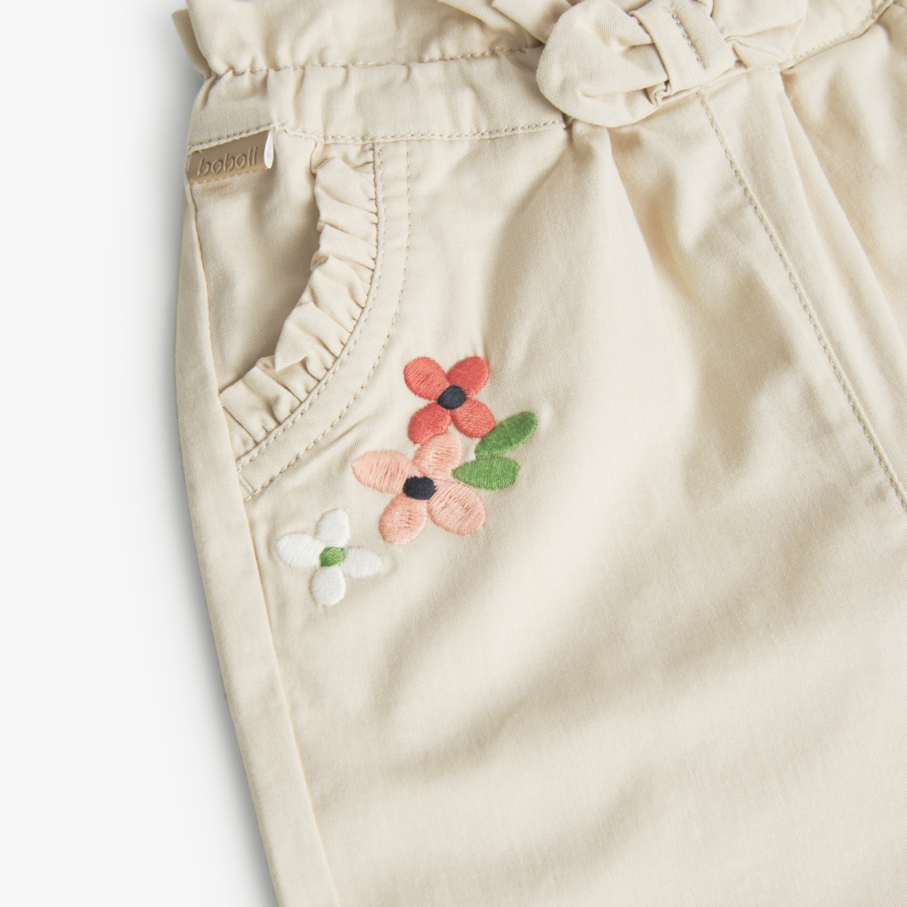 PantalÃ³n elÃ¡stico niÃ±a estampado, beige crema