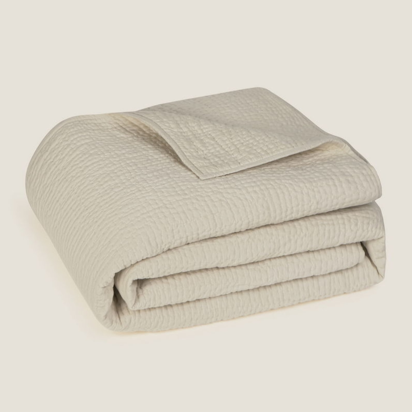 Colcha acolchada pespuntes Groma color marfil crudo 100% Algodón