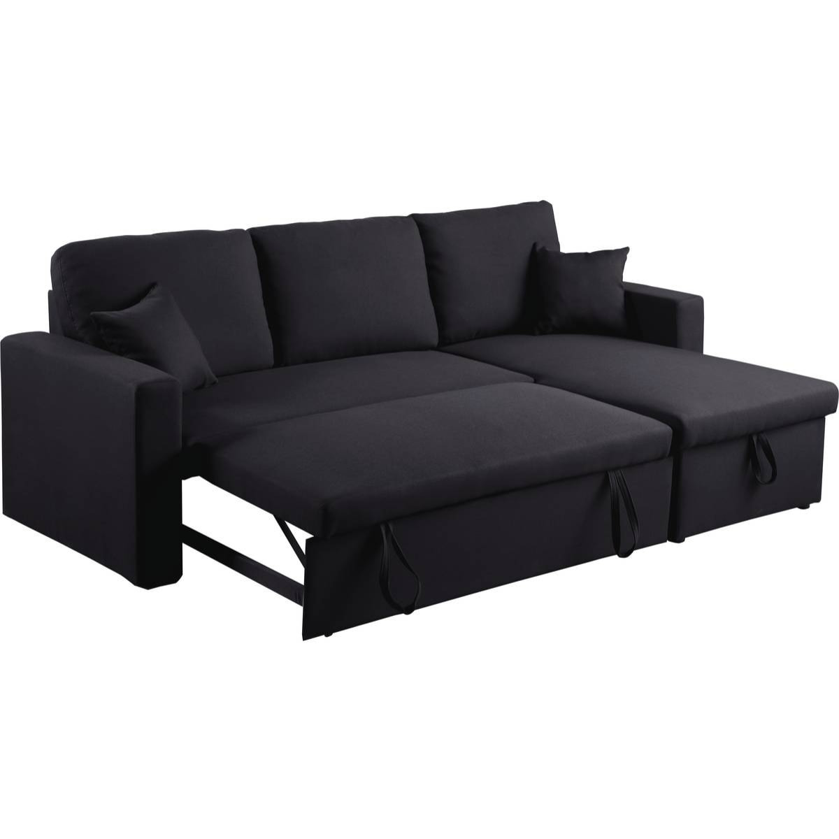 Canapé d'angle convertible/ réversible "Alain" - 221 x 145 x 85 cm - 3 places - Noir