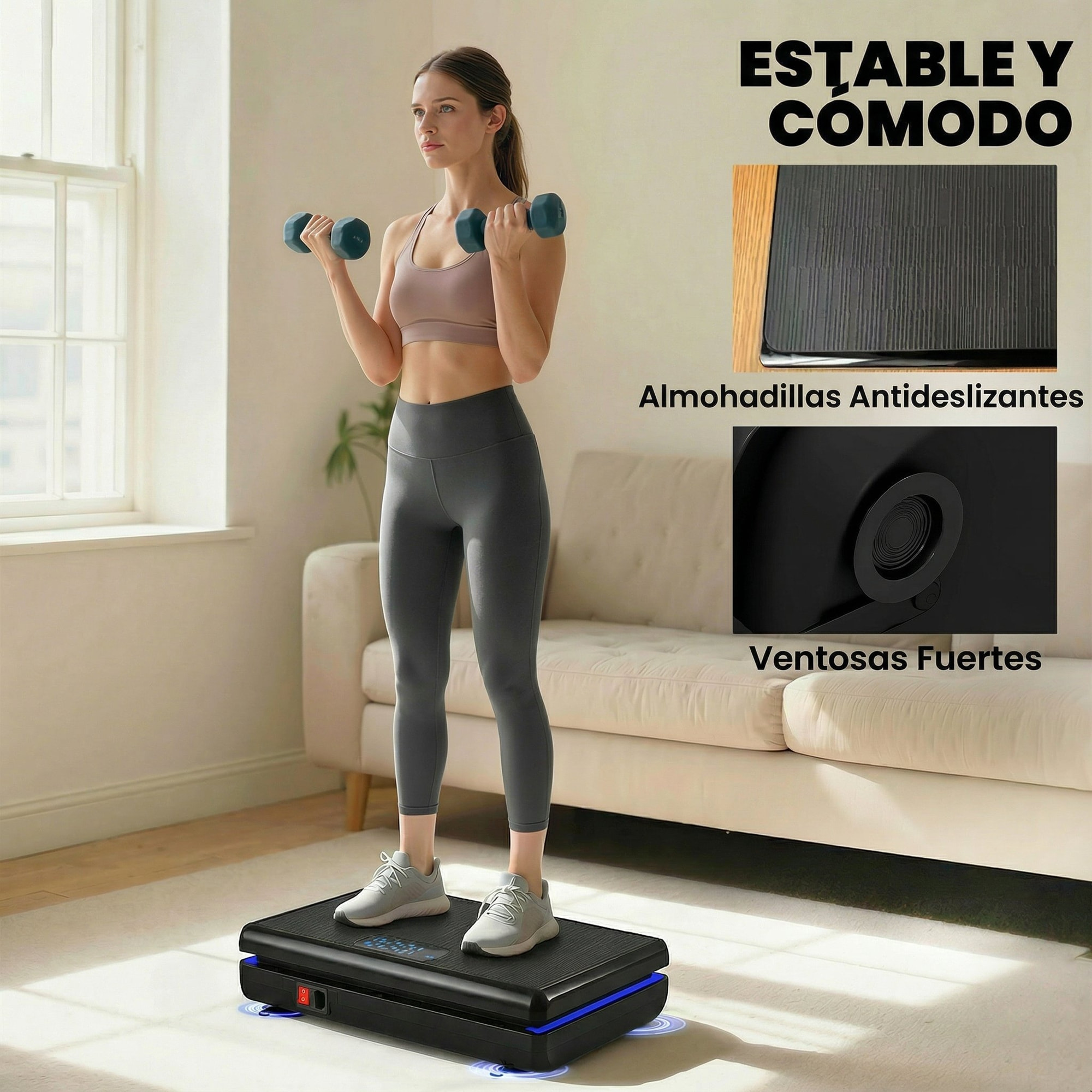 Plataforma Vibratoria, 120 Velocidades, 5 Programas, Plataforma Vibración Muscular 200W con 2 Bandas Elásticas, Pantalla LED, Luz, Mando a Distancia, Carga 120 kg para Hacer Ejercicio en Casa