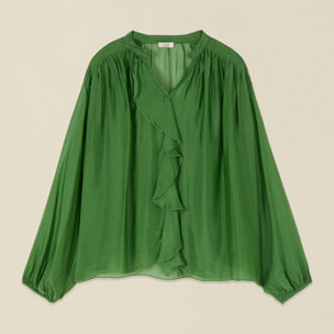 Oltre - Blusa de voile de seda y viscosa - Verde