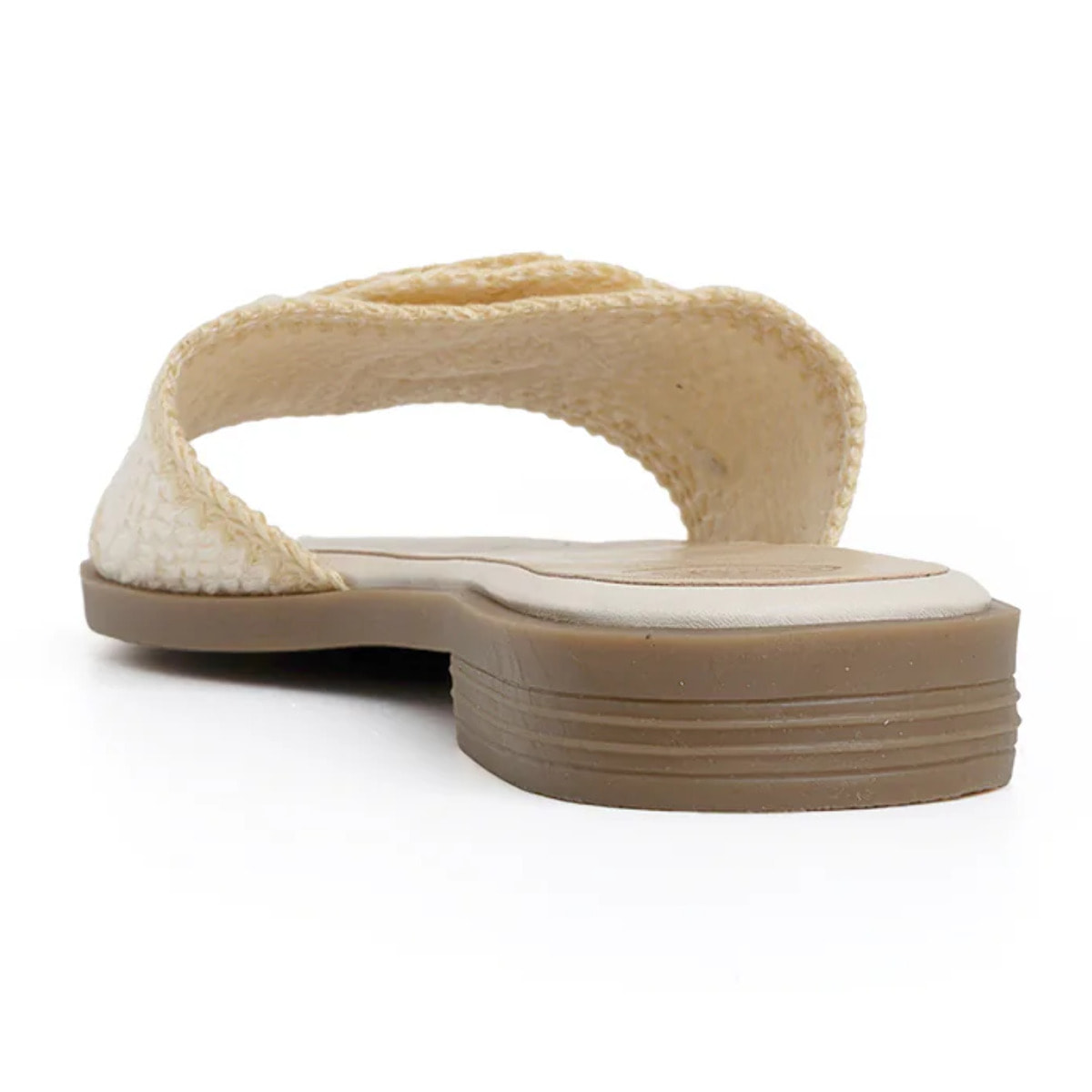 Ciabatta con fascia crochet e maxi fiore - BEIGE