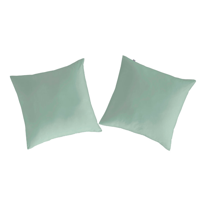 2 Taies d'oreiller CASUAL en coton - vert d'eau