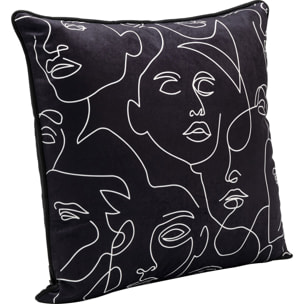 Coussin visages noir Kare Design