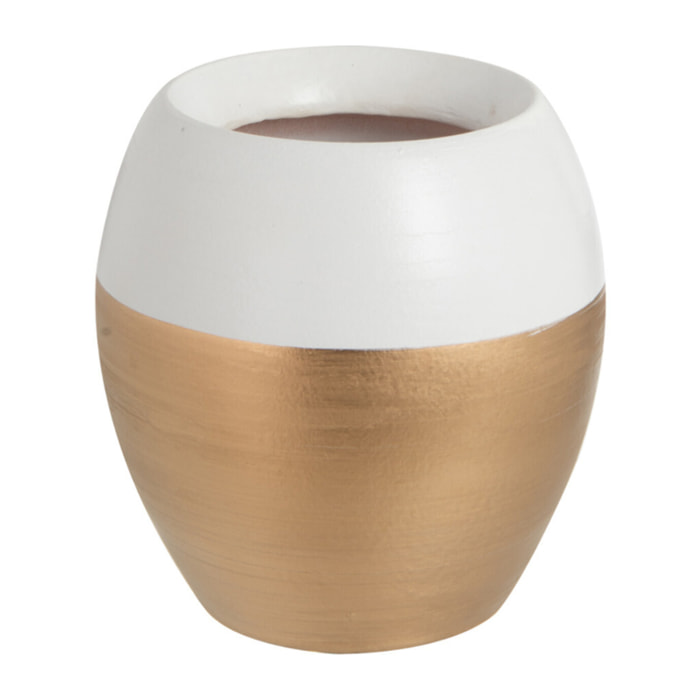 J-Line vase Bord - terre cuite - blanc/or - small - Ø 13.5 cm